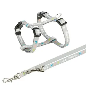 JUNIOR hám pórázzal kölyökkutyáknak, világosszürke M-L: 27-45 cm/10 mm, 2,00 m